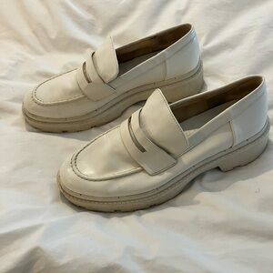 Zara Off White Platform Penny Loafers Chunky Heel 39